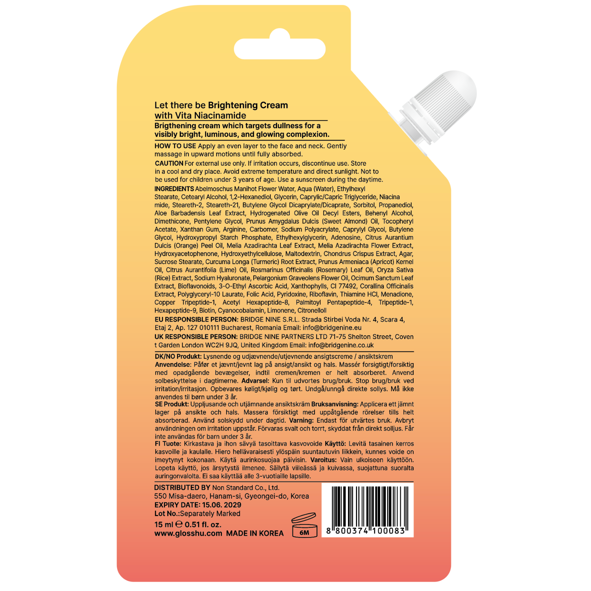 Let there be Brightening Cream with Vita Niacinamide - Spout Pouch 15 ml