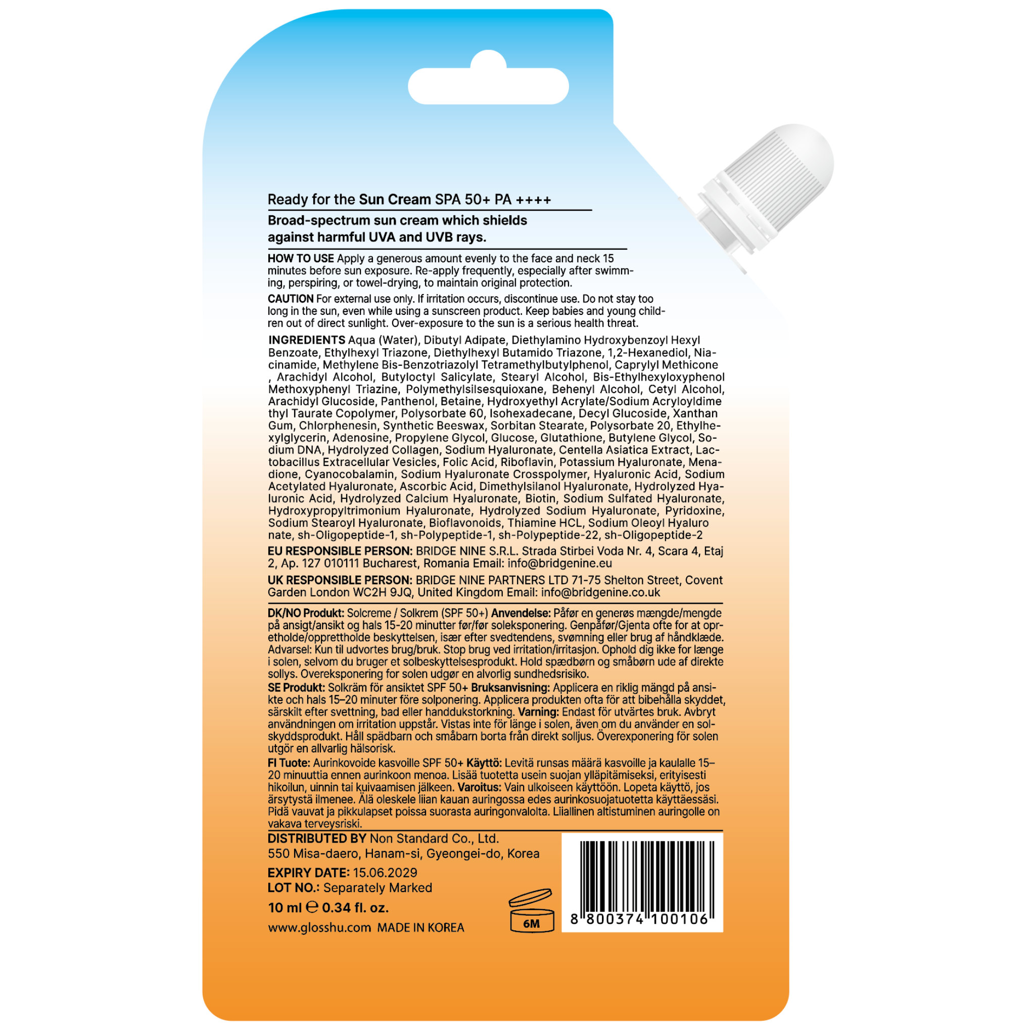 Ready for the Sun Cream SPA 50+ PA ++++ - Spout Pouch 15 ml